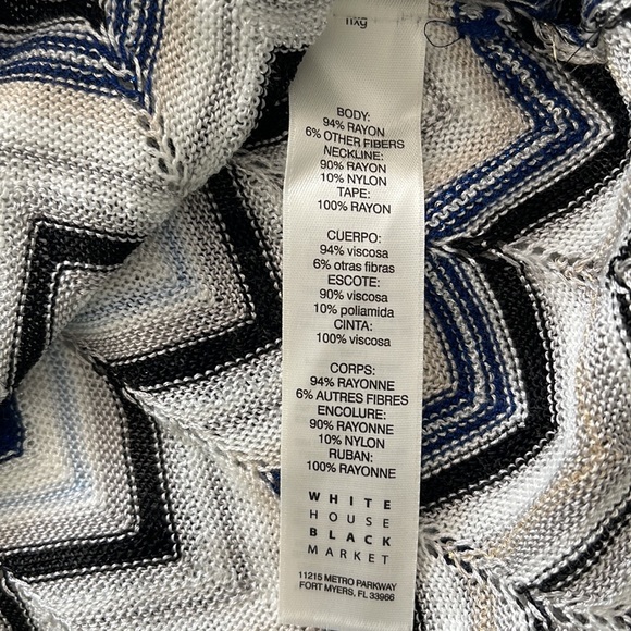 WHBM Blue Metallic Chevron Open Back Delicate Lightweight Open Knit Sweater-XS - Picture 8 of 11